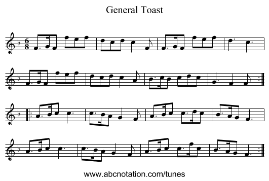General Toast - staff notation
