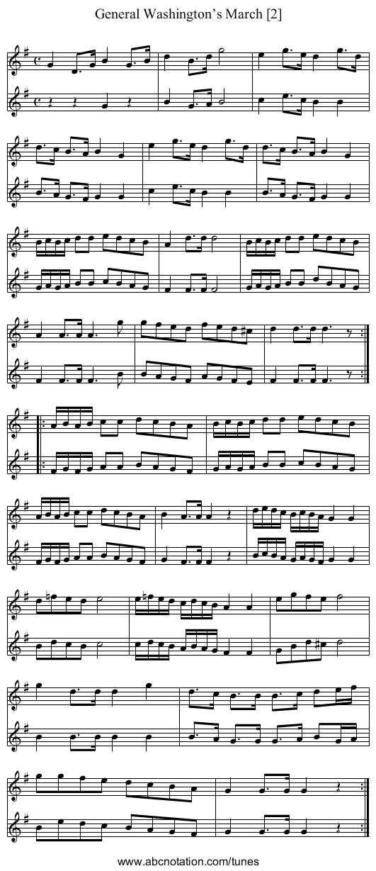 General Washington’s March [2] - staff notation