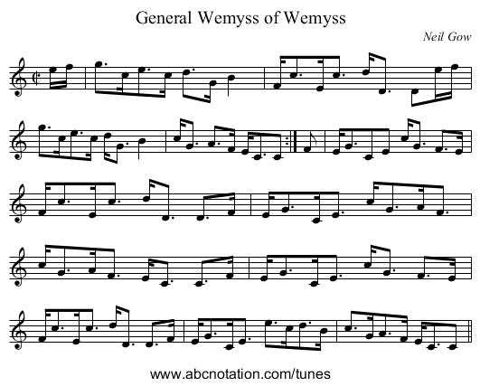 General Wemyss of Wemyss - staff notation