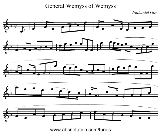 General Wemyss of Wemyss - staff notation