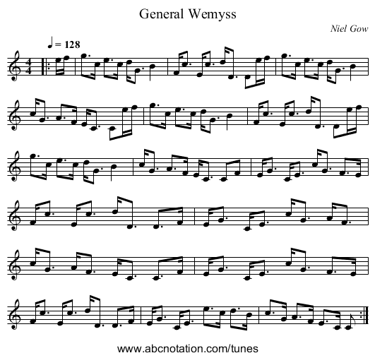 General Wemyss - staff notation