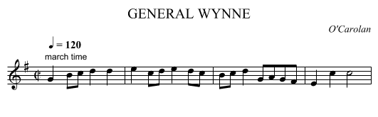 GENERAL WYNNE - staff notation