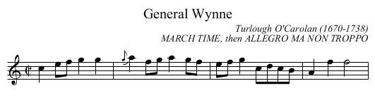 General Wynne - staff notation