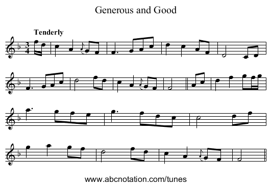 Generous and Good - staff notation