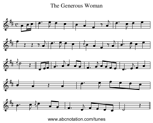 Generous Woman, The - staff notation
