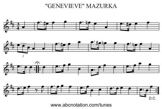 GENEVIEVE MAZURKA - staff notation