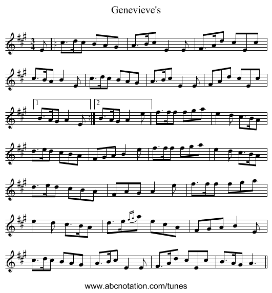 Genevieve's - staff notation