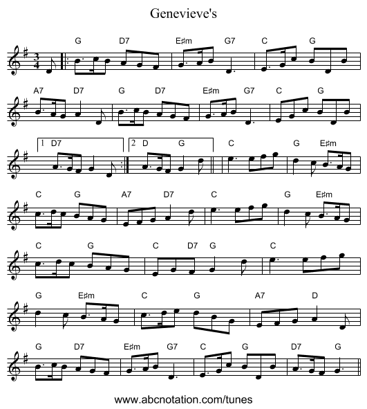 Genevieve's - staff notation