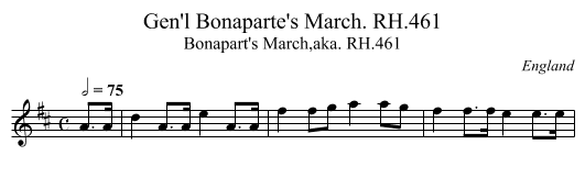 Gen'l Bonaparte's March. RH.461 - staff notation