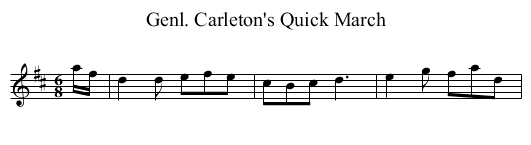 Genl. Carleton's Quick March - staff notation
