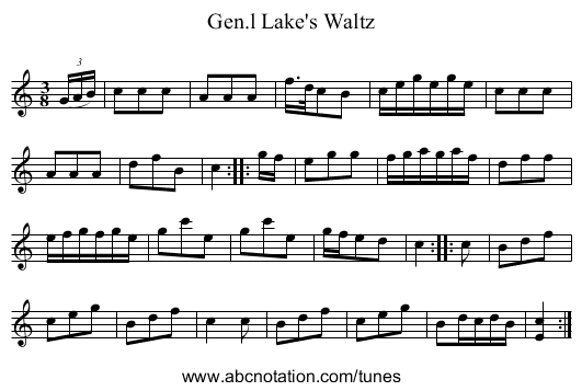 Gen.l Lake's Waltz - staff notation