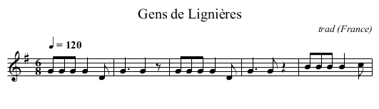 Gens de Lignières - staff notation