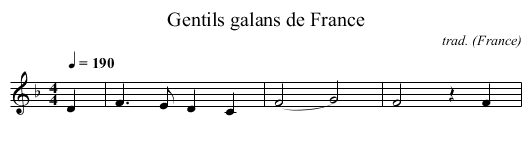 Gentils galans de France - staff notation