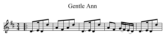 Gentle Ann - staff notation