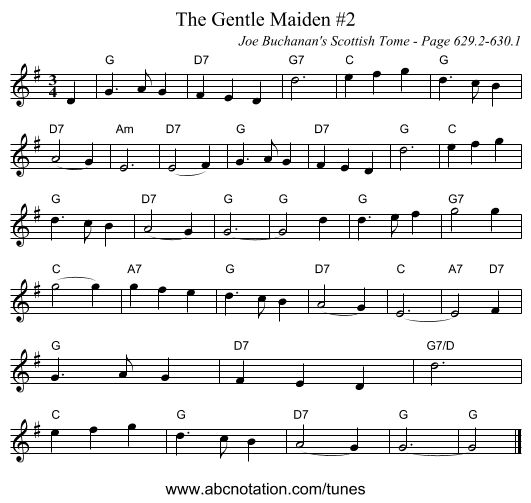 Gentle Maiden #2, The - staff notation