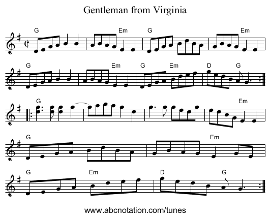 Gentleman from Virginia - staff notation