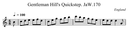 Gentleman Hill's Quickstep. JaW.170 - staff notation