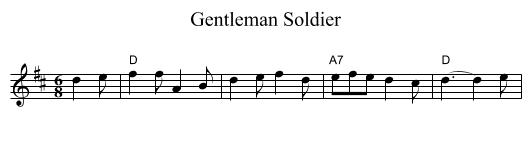 Gentleman Soldier - staff notation