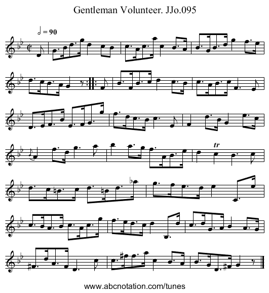 Gentleman Volunteer. JJo.095 - staff notation