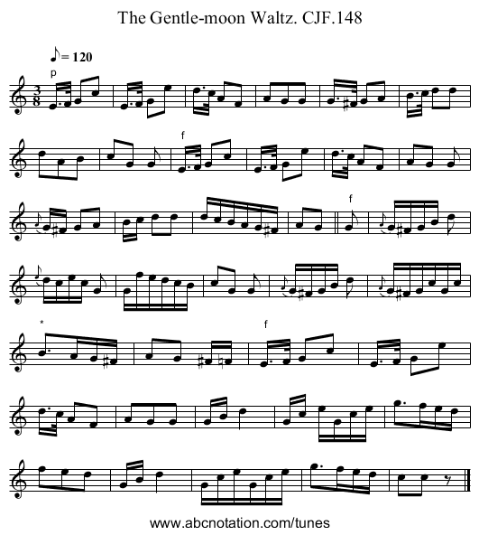 Gentle-moon Waltz. CJF.148, The - staff notation