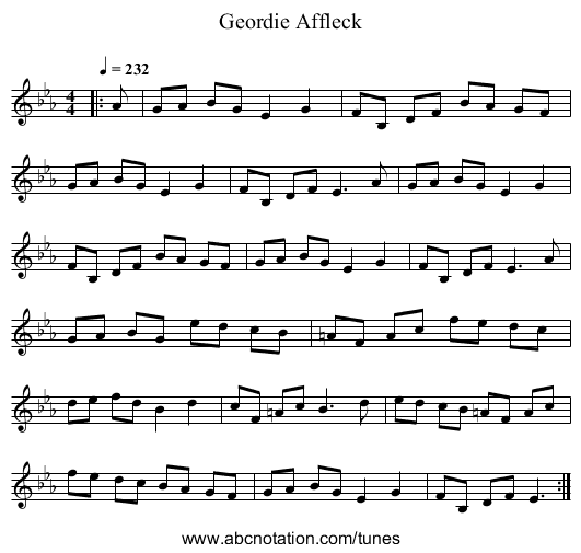 Geordie Affleck - staff notation