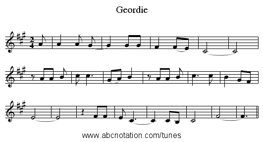 Geordie - staff notation