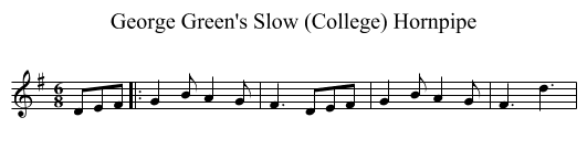 George Green's Slow (College) Hornpipe - staff notation