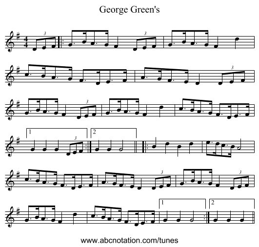 George Green's - staff notation
