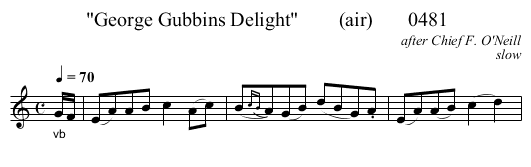 George Gubbins Delight        (air)       0481 - staff notation