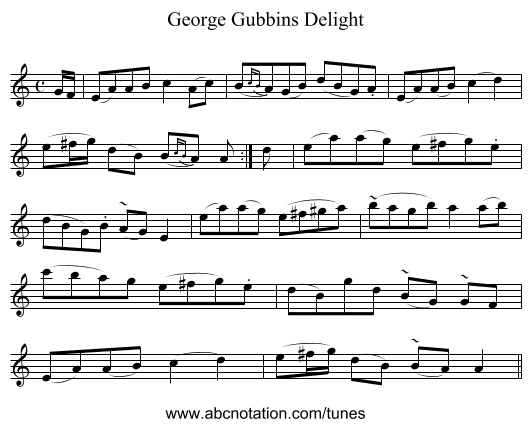 George Gubbins Delight - staff notation