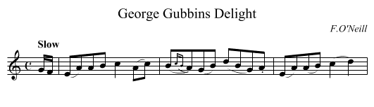 George Gubbins Delight - staff notation