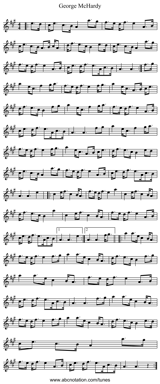 George McHardy - staff notation