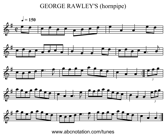 GEORGE RAWLEY'S (hornpipe) - staff notation