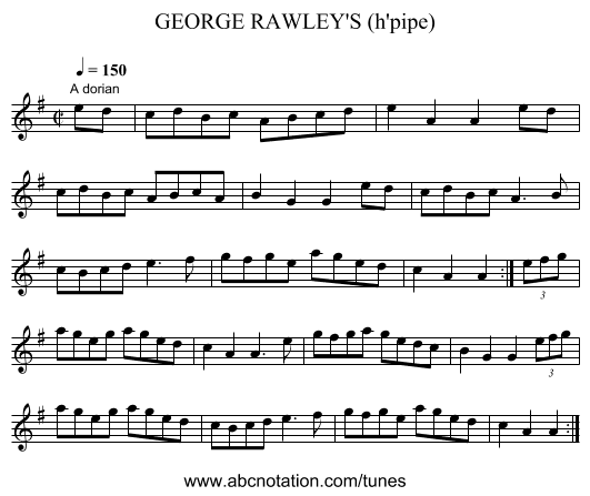 GEORGE RAWLEY'S (h'pipe) - staff notation