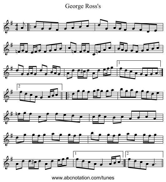 George Ross's - staff notation