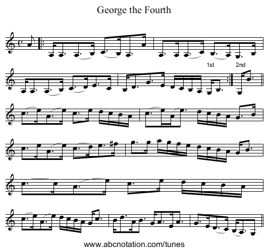 George the Fourth - staff notation