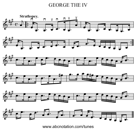 GEORGE THE IV - staff notation