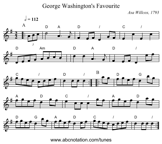 George Washington's Favourite - staff notation