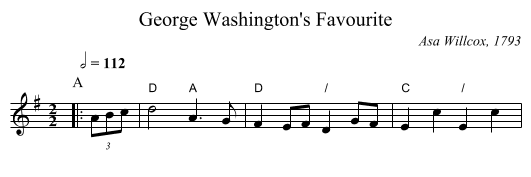 George Washington's Favourite - staff notation