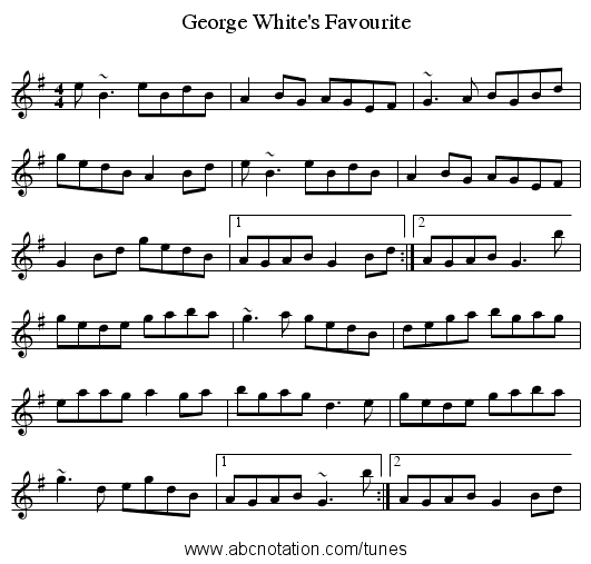 George White's Favourite - staff notation