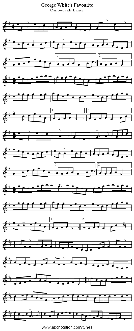 George White's Favourite - staff notation