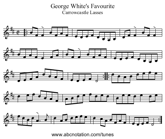 George White's Favourite - staff notation