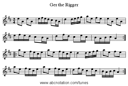 Ger the Rigger - staff notation