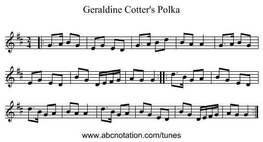 Geraldine Cotter's Polka - staff notation