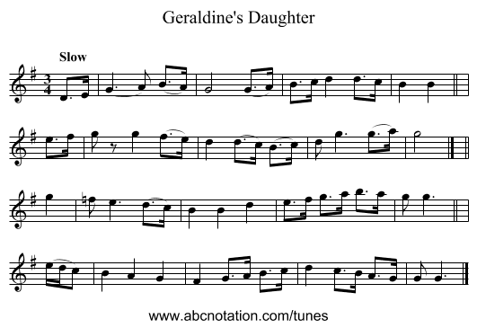 Geraldine's Daughter - staff notation