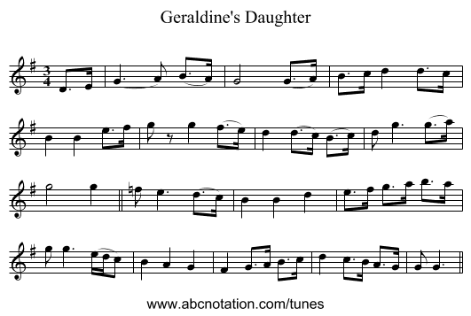 Geraldine's Daughter - staff notation