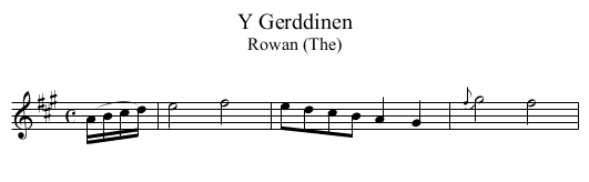 Gerddinen, Y - staff notation