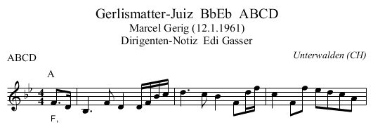 Gerlismatter-Juiz  BbEb  ABCD - staff notation