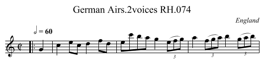 German Airs.2voices RH.074 - staff notation
