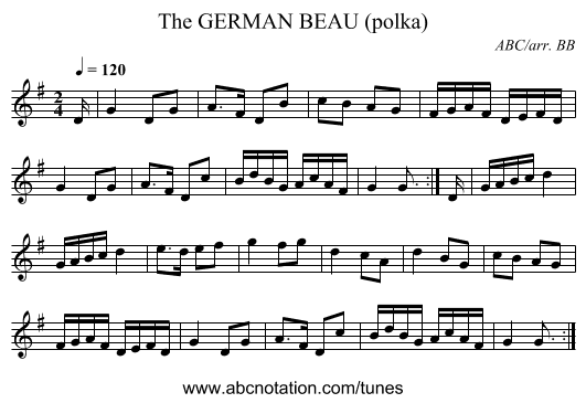 GERMAN BEAU (polka), The - staff notation